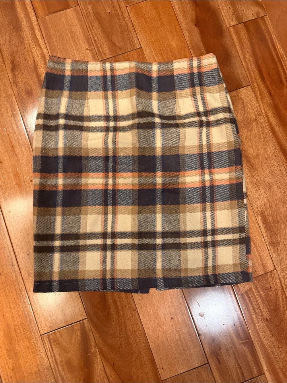 J. Crew Inspired Plaid Pencil Skirt in Cream, Navy and Brown